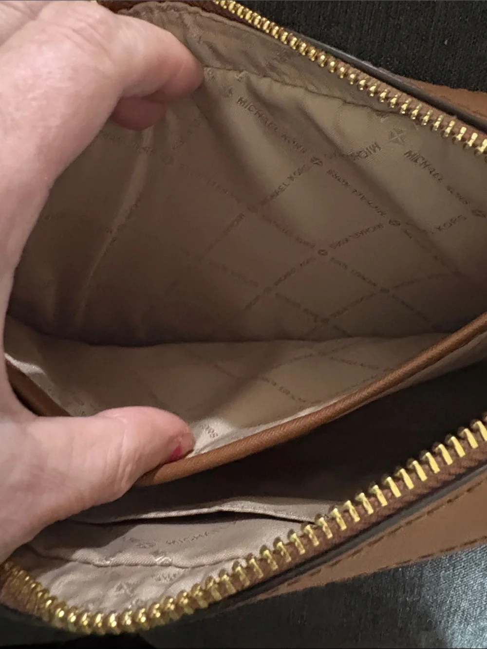 Michael Kors Brown and Tan Logo Messenger Bag